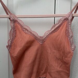 Elegant Peachy Orange Lace Trim Cami